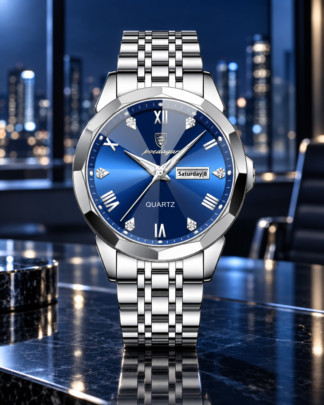 Aureon Classic Plateado / Azul — editorial